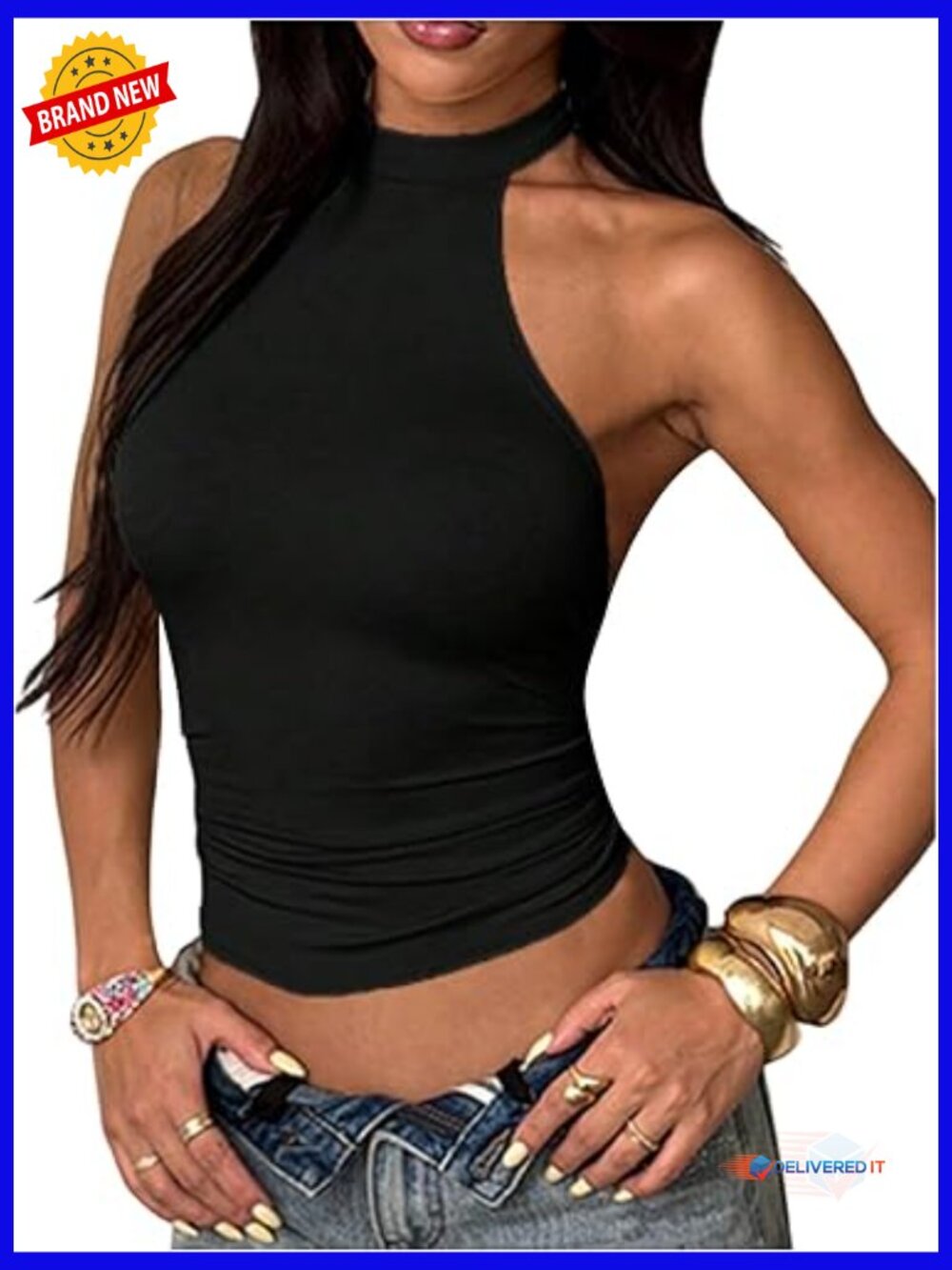 Open Back Halter Crop Top Sexy Going Out Clubwear